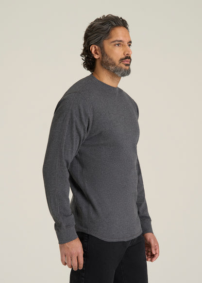 Double Honeycomb Thermal Crewneck  for Tall Men in Charcoal Mix