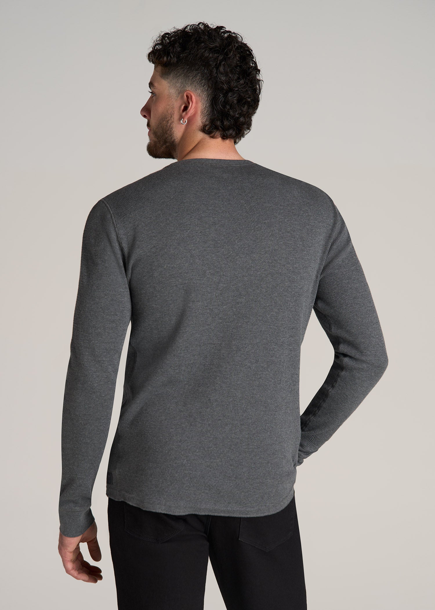 Double Honeycomb Thermal Crewneck  for Tall Men in Charcoal Mix