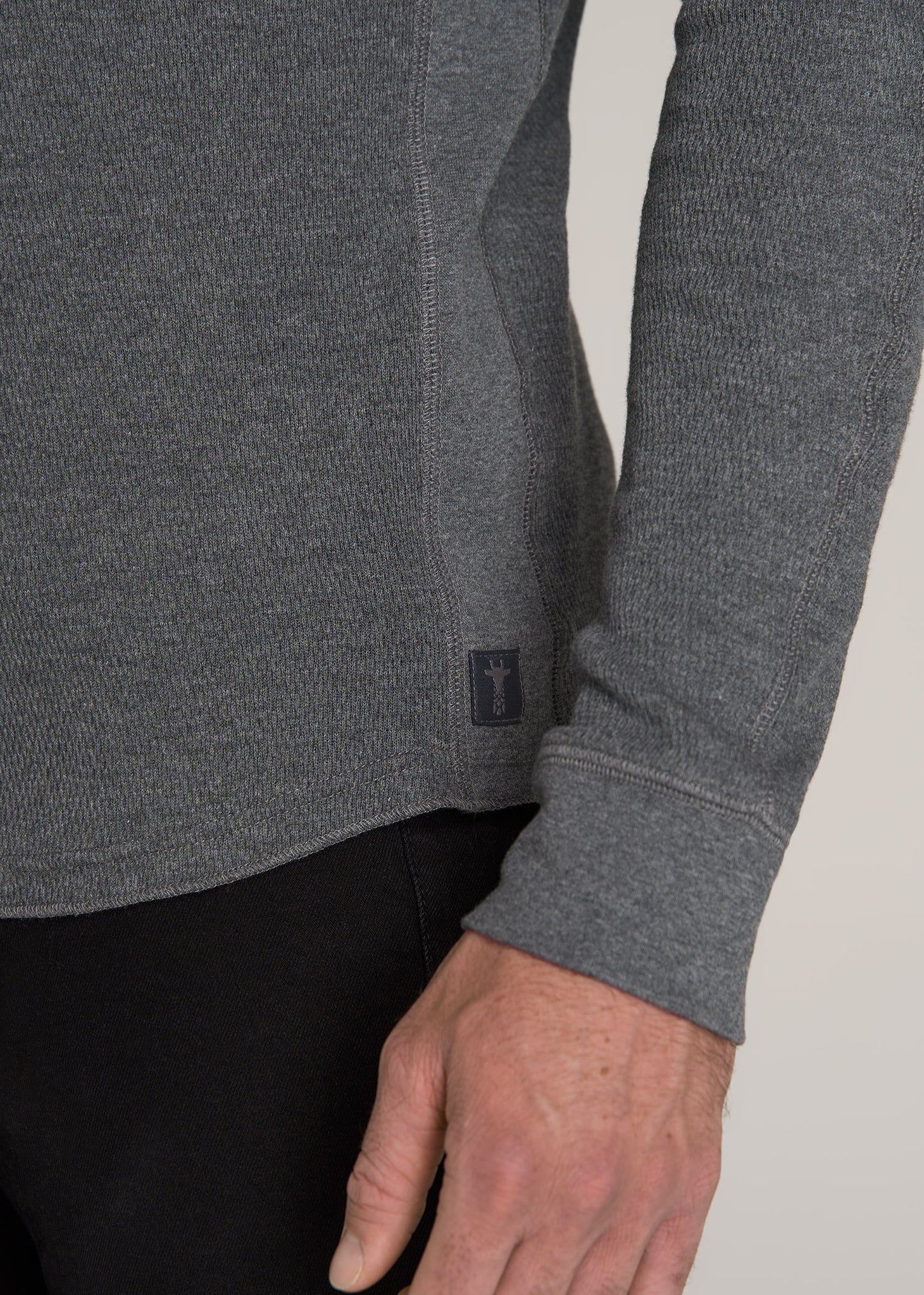 American-Tall-Men-Double-Honeycomb-Thermal-Crewneck-Charcoal-Mix-detail