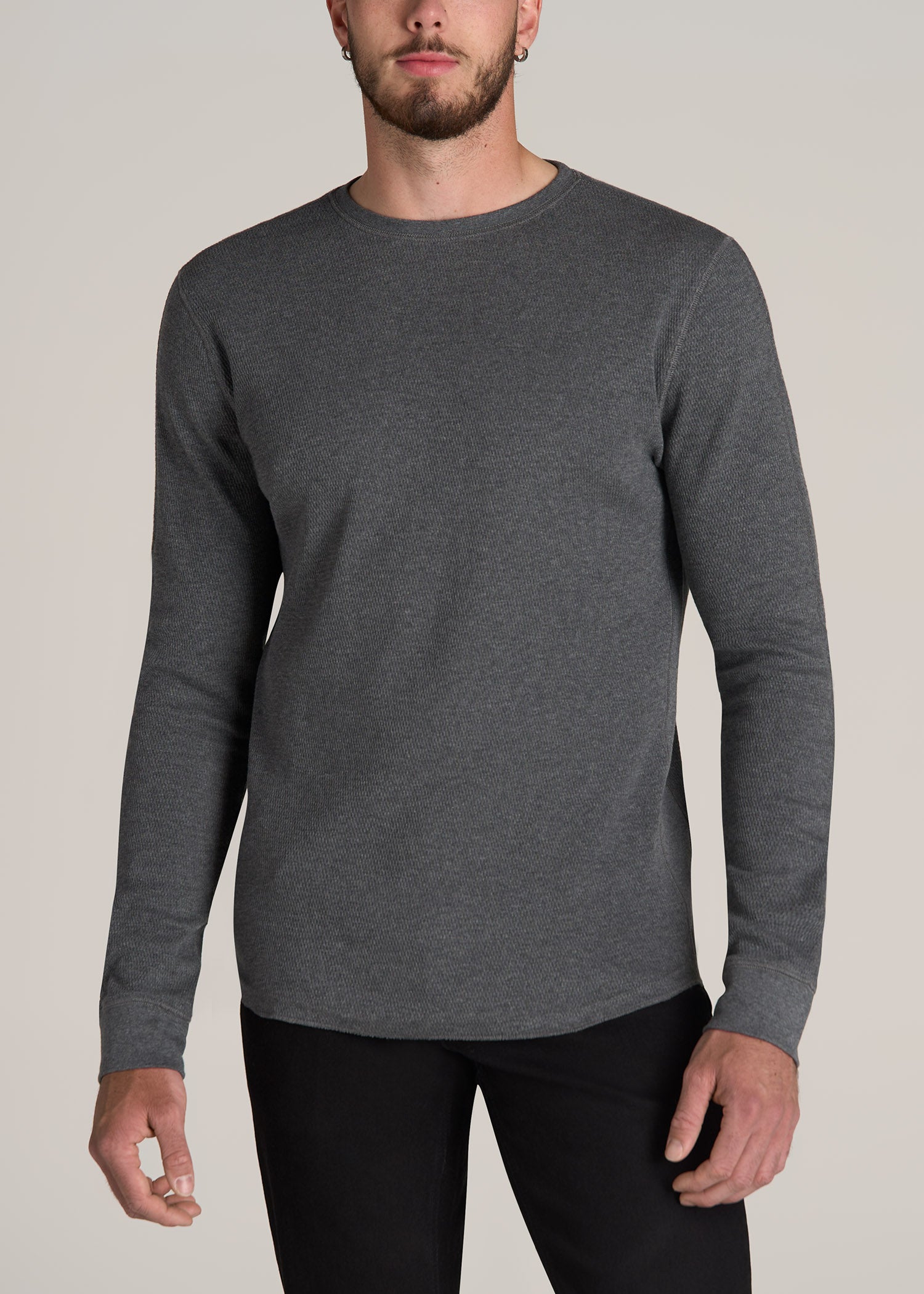 American-Tall-Men-Double-Honeycomb-Thermal-Crewneck-Charcoal-Mix-front