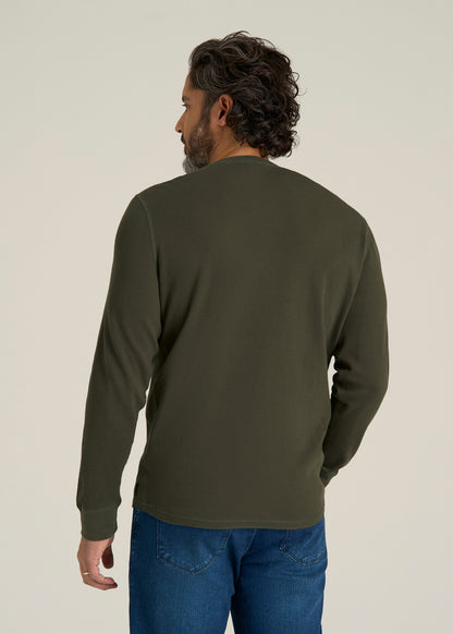 Double Honeycomb Thermal Crewneck for Tall Men in Dark Olive Green
