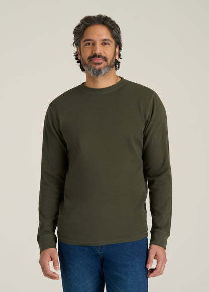 Double Honeycomb Thermal Crewneck for Tall Men in Dark Olive Green