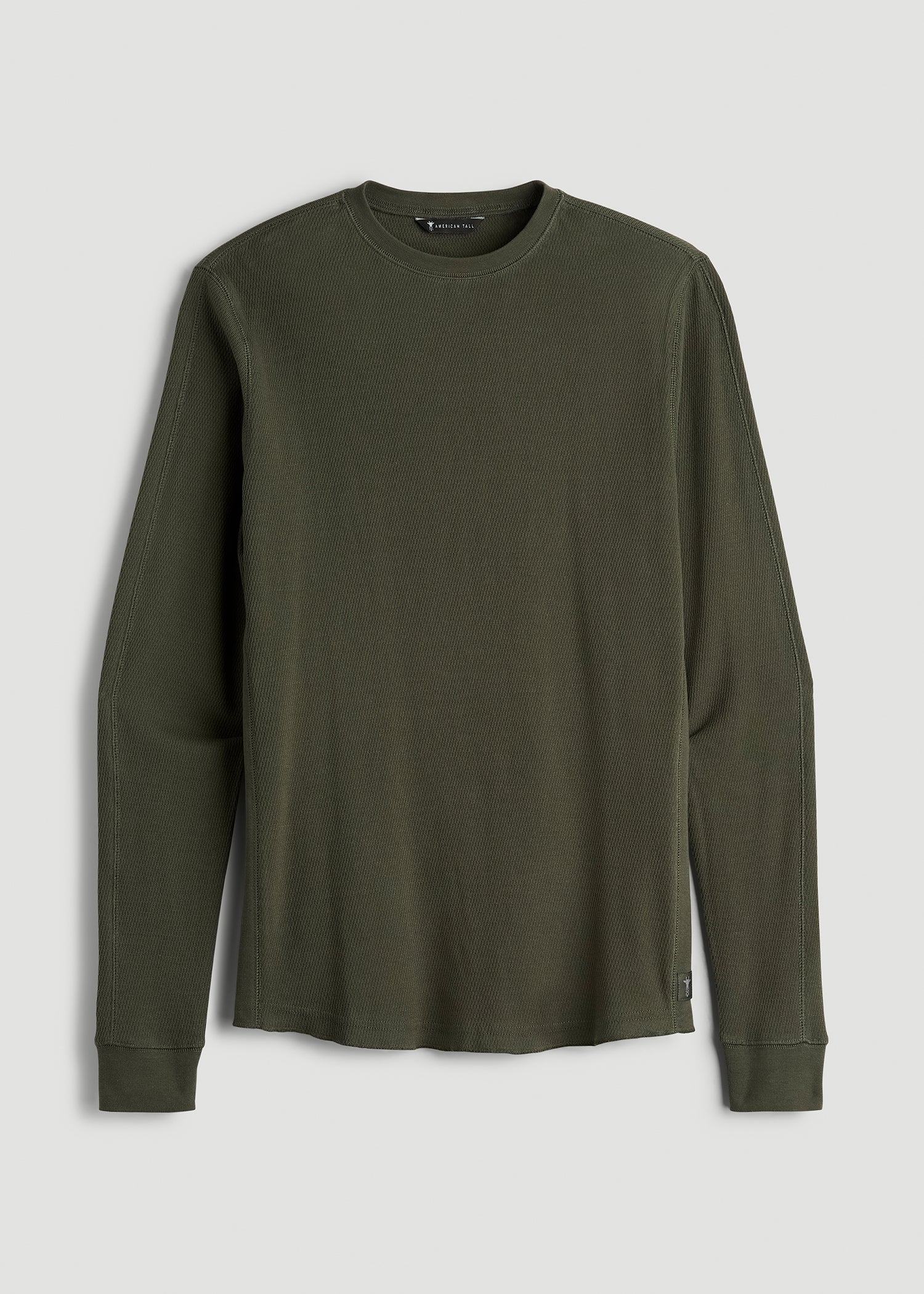 Double Honeycomb Thermal Crewneck for Tall Men in Dark Olive Green