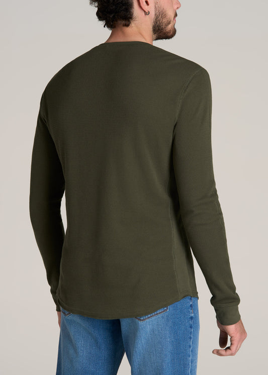 American-Tall-Men-Double-Honeycomb-Thermal-Crewneck-Dark-Olive-Green-back