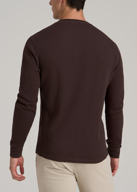 Double Honeycomb Thermal Crewneck Extra-Long Top in Espresso