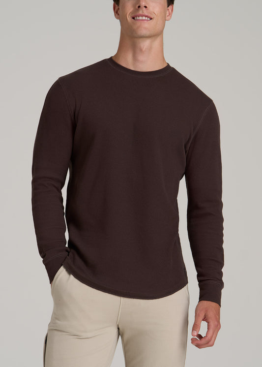 Double Honeycomb Thermal Crewneck Extra-Long Top in Espresso