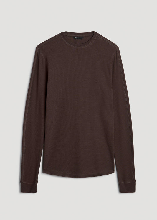 Double Honeycomb Thermal Crewneck Extra-Long Top in Espresso