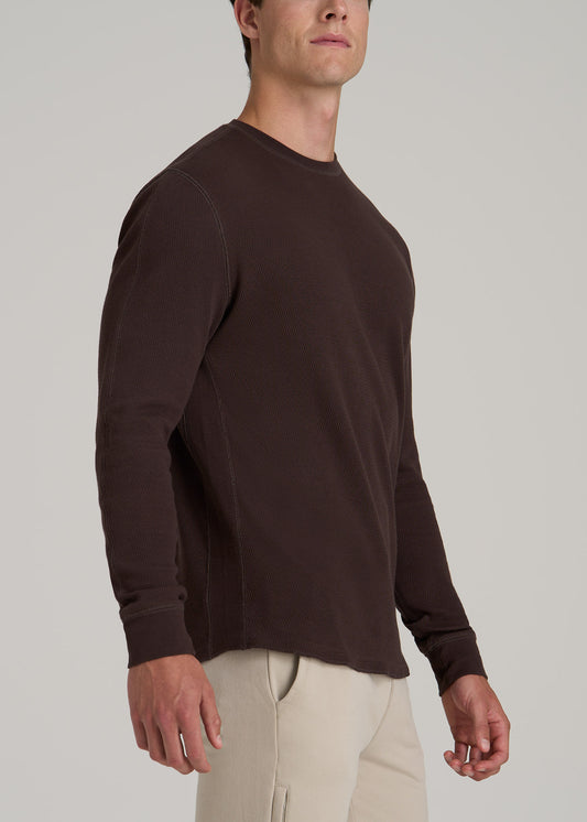 Double Honeycomb Thermal Crewneck Extra-Long Top in Espresso