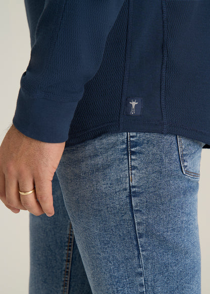 Double Honeycomb Thermal Crewneck for Tall Men in True Navy