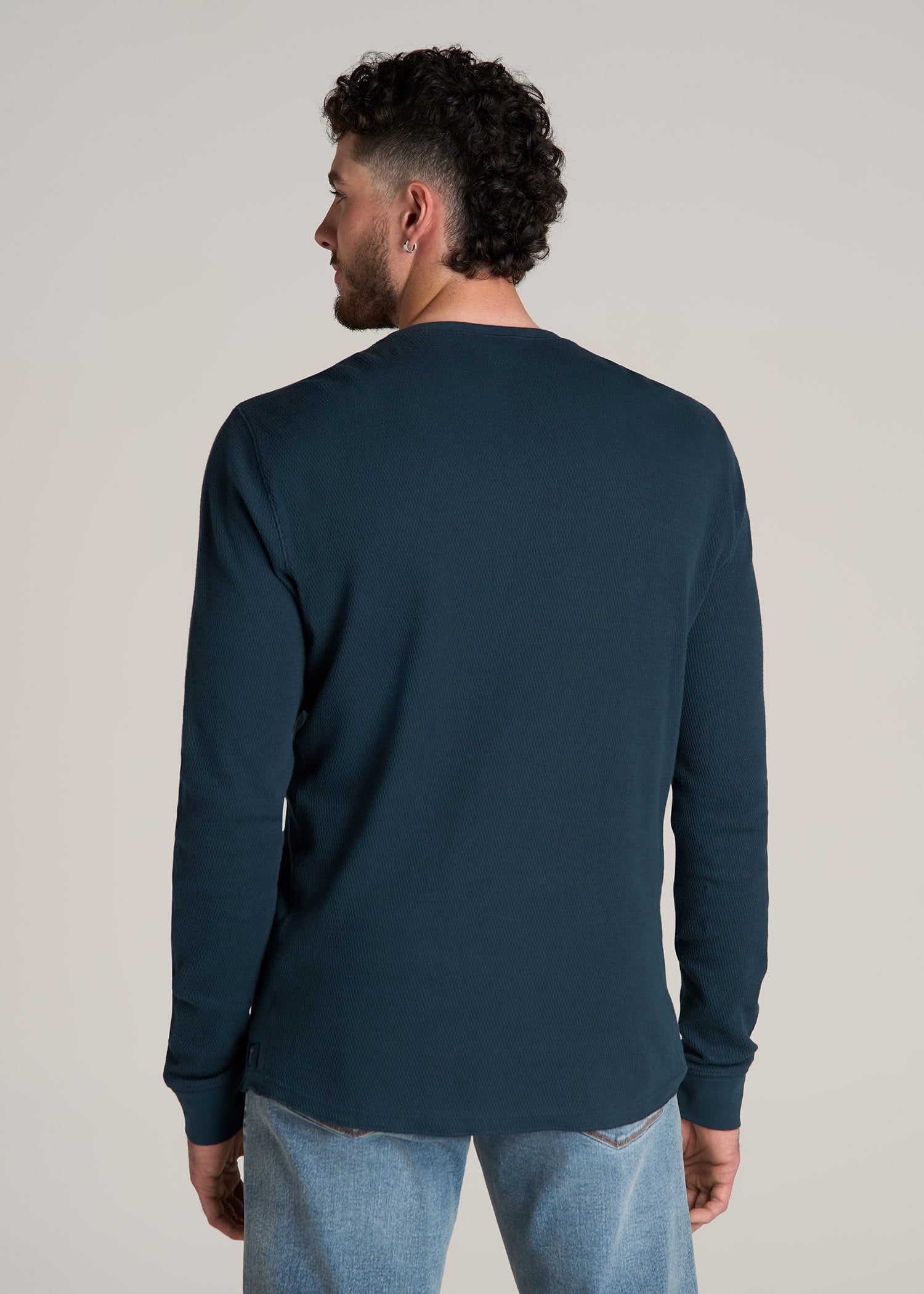 Double Honeycomb Thermal Crewneck for Tall Men in True Navy