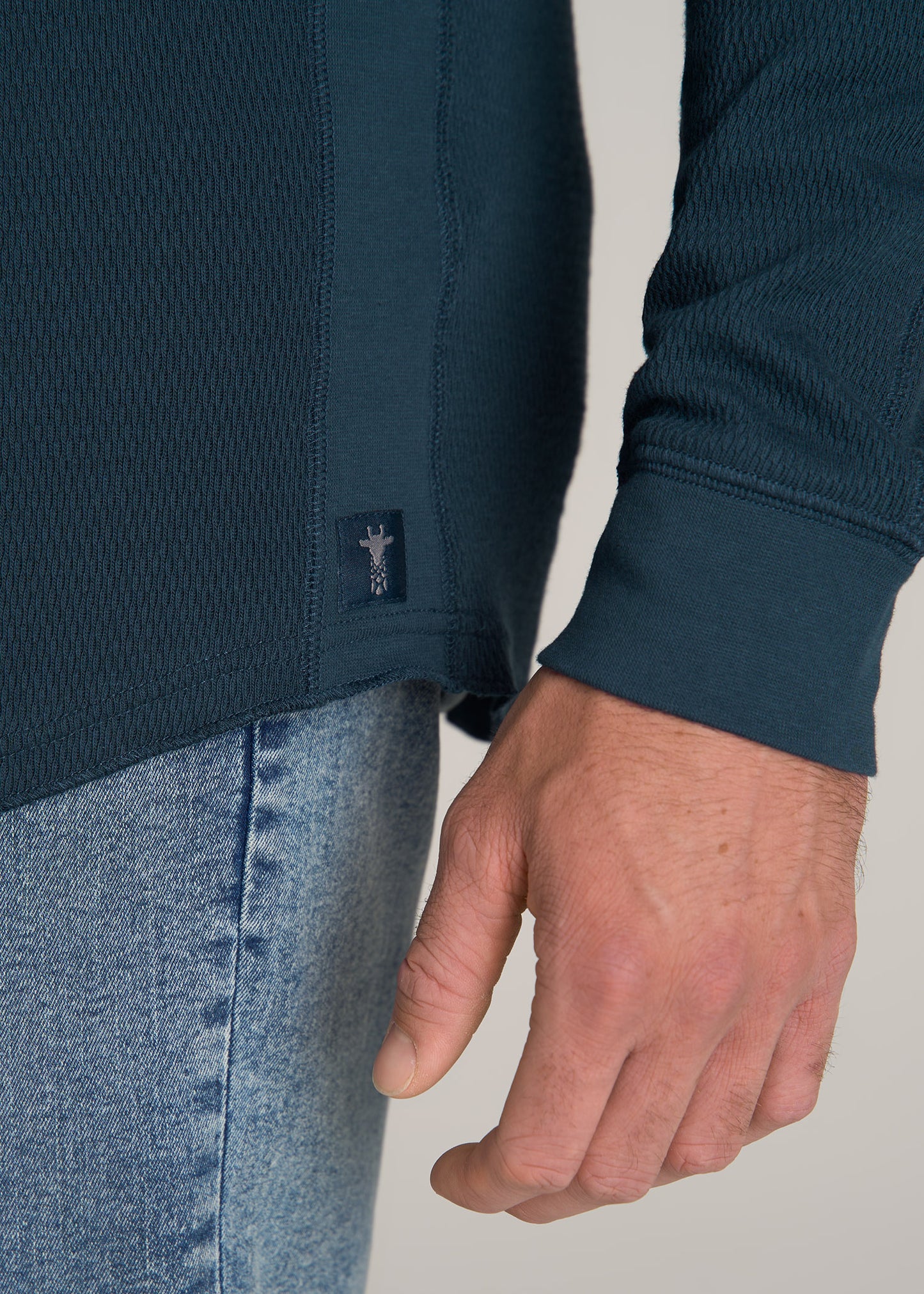 American-Tall-Men-Double-Honeycomb-Thermal-Crewneck-True-Navy-detail