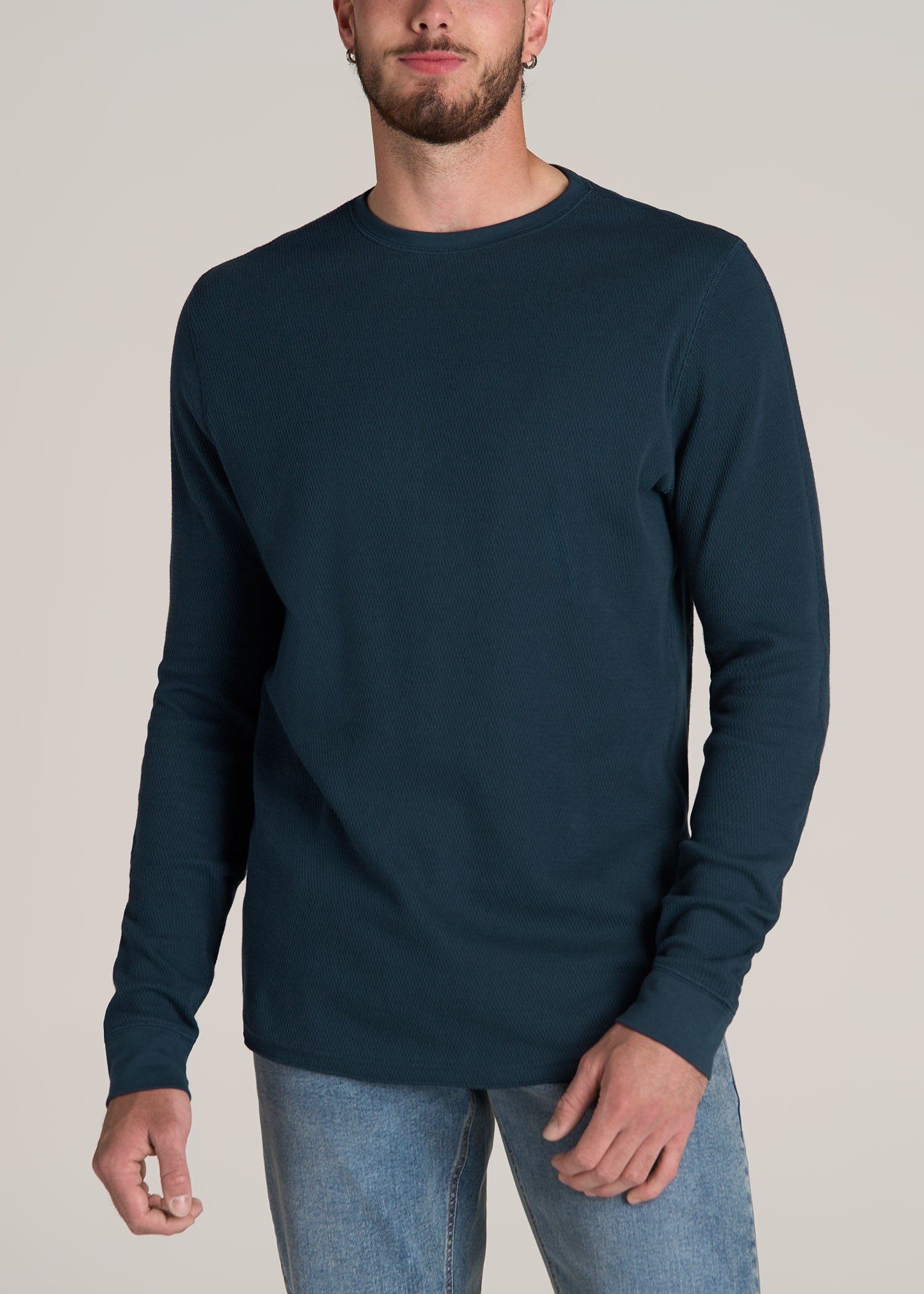 American-Tall-Men-Double-Honeycomb-Thermal-Crewneck-True-Navy-front