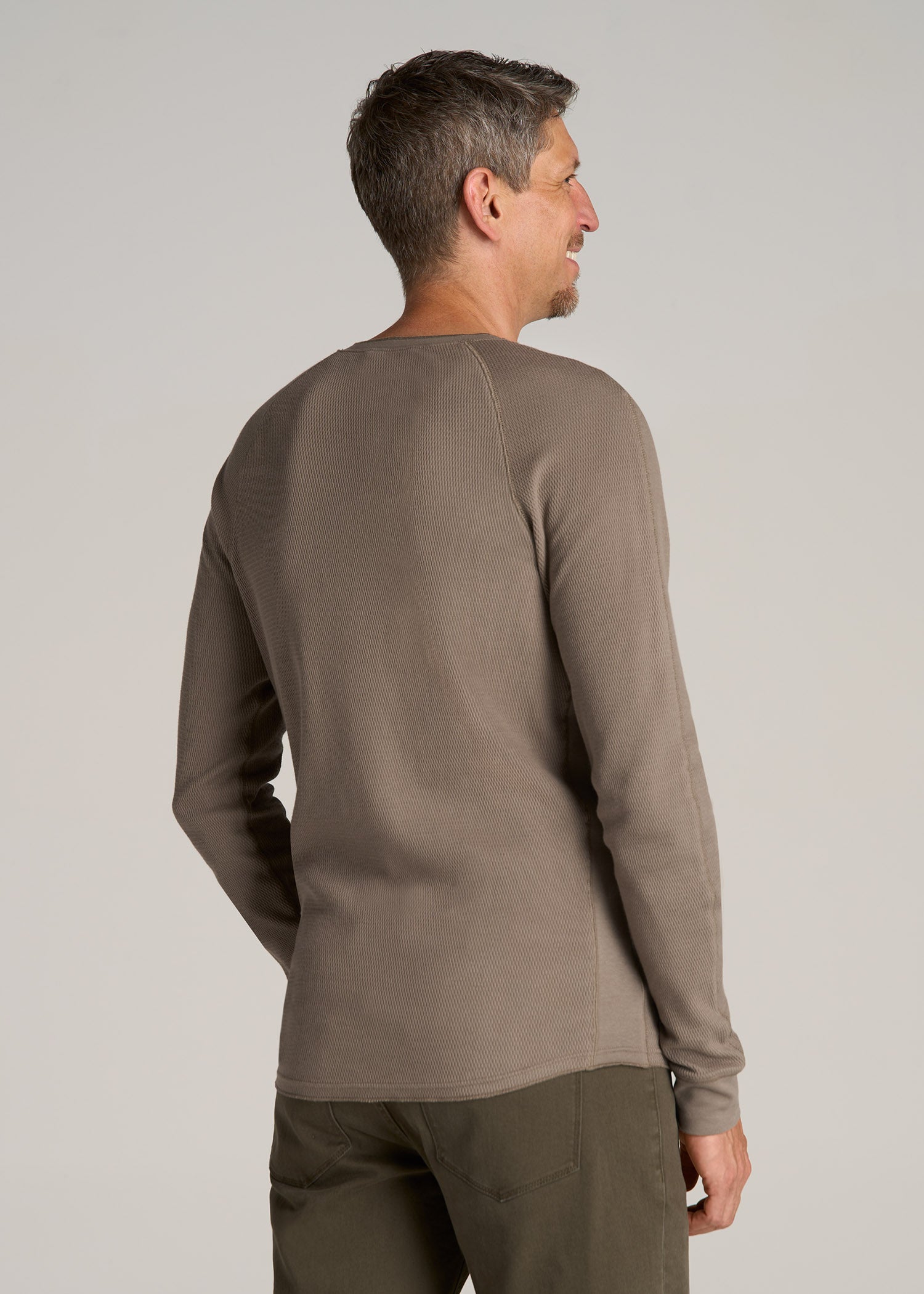 Double Honeycomb Thermal Long-Sleeve Henley Shirt for Tall Men