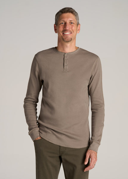 Double Honeycomb Thermal Long-Sleeve Henley Shirt for Tall Men