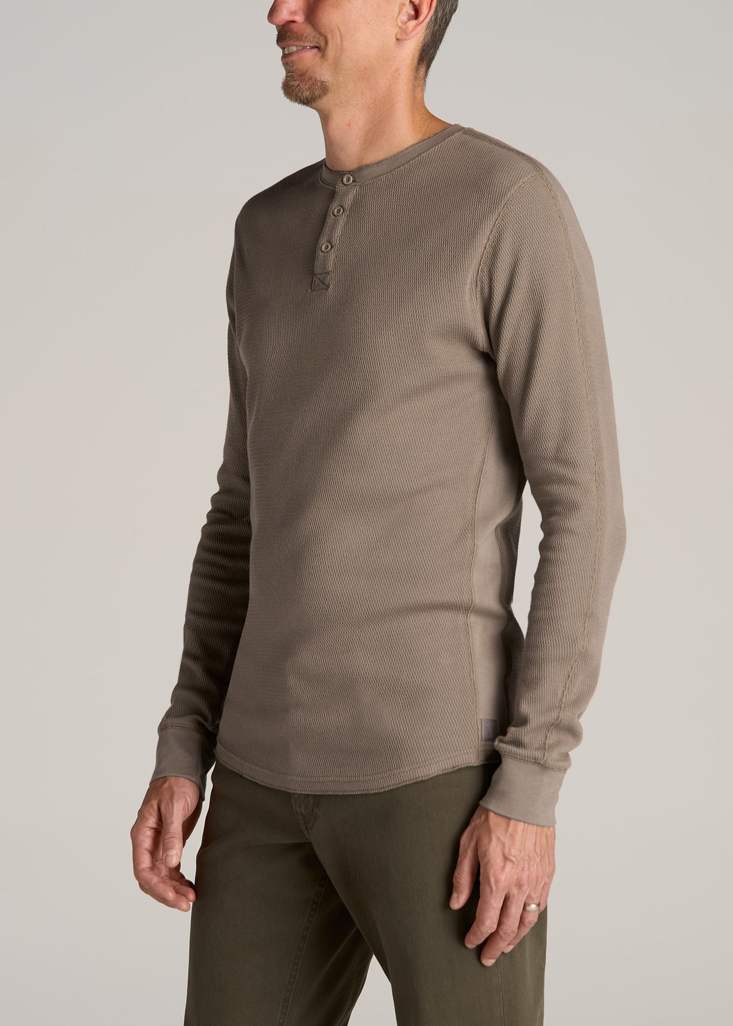 American-Tall-Men-Double-Honeycomb-Thermal-LS-Henley-Dark-Sand-side