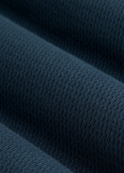 Double Honeycomb Thermal Long-Sleeve Henley Shirt for Tall Men in True Navy