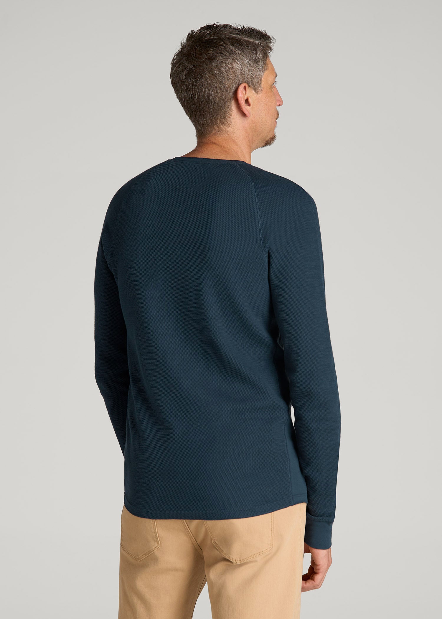 Double Honeycomb Thermal Long-Sleeve Henley Shirt for Tall Men