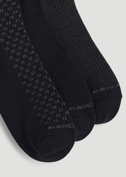 Dress Socks Size 14 to 17 (3-Pack) for Tall Men in Black