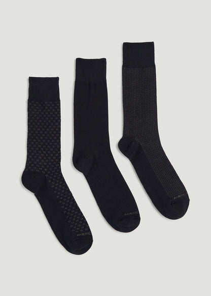 Dress Socks Size 14 to 17 (3-Pack) for Tall Men in Black
