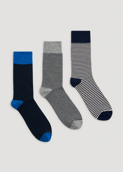 Dress Socks Size 14 to 17 (3-Pack) for Tall Men in Pack F