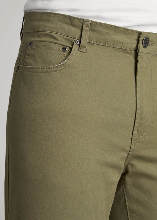 Dylan Slim Fit Five-Pocket Pants For Tall Men in Fatigue Green