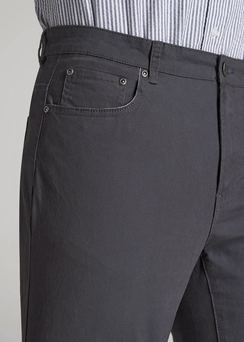 Dylan Slim Fit Five-Pocket Pants For Tall Men in Iron Grey