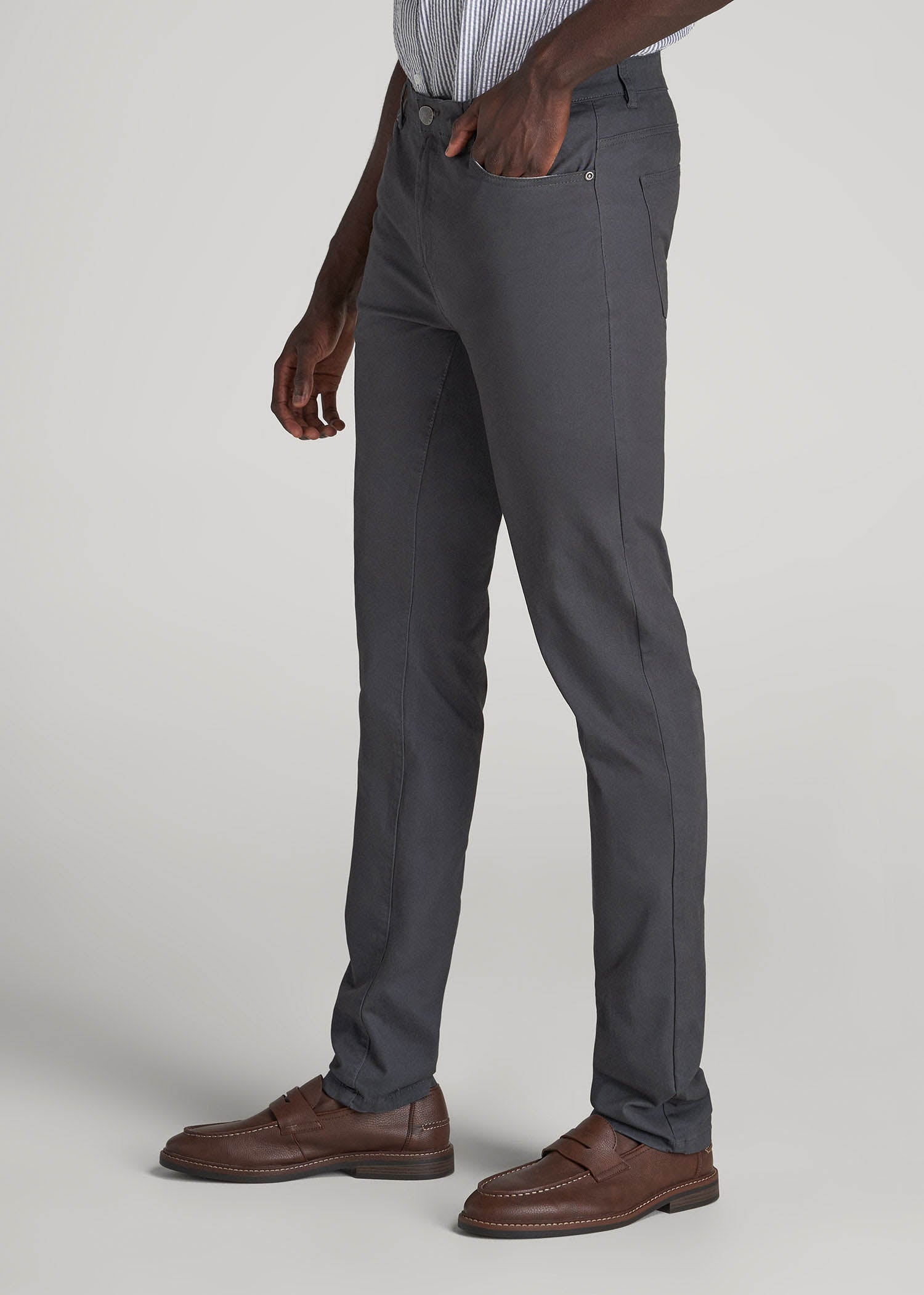Men's Tall Dylan Slim Fit Five-Pocket Pants Iron Grey | American Tall