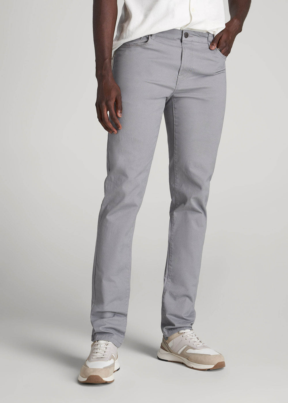 Men's Tall Dylan Slim Fit Five-Pocket Pants Pebble Grey – American Tall