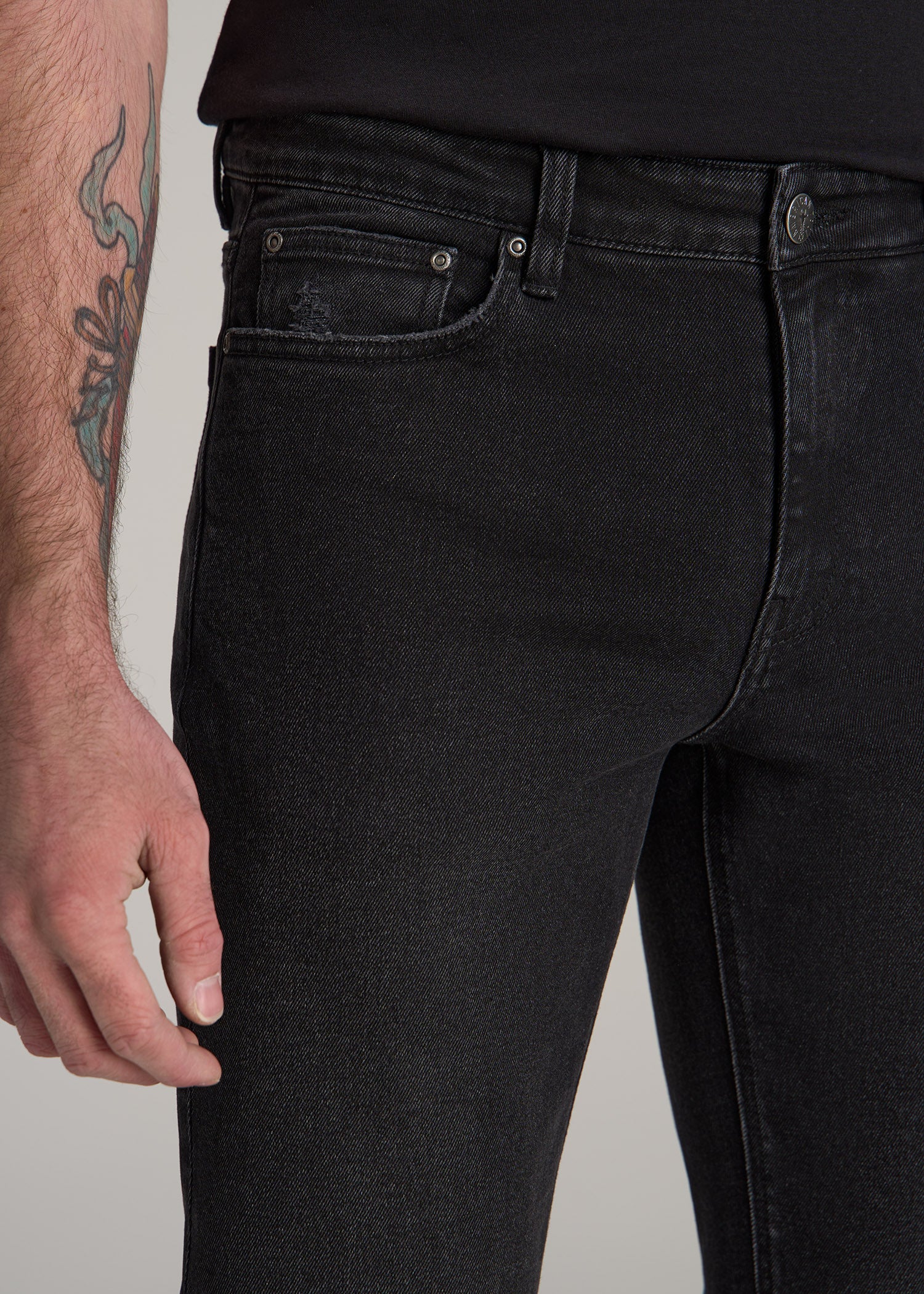Dylan Slim Fit Jeans for Tall Men in Distressed Onyx Black Wash