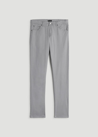Dylan Slim Fit Five-Pocket Pants For Tall Men in Pebble Grey