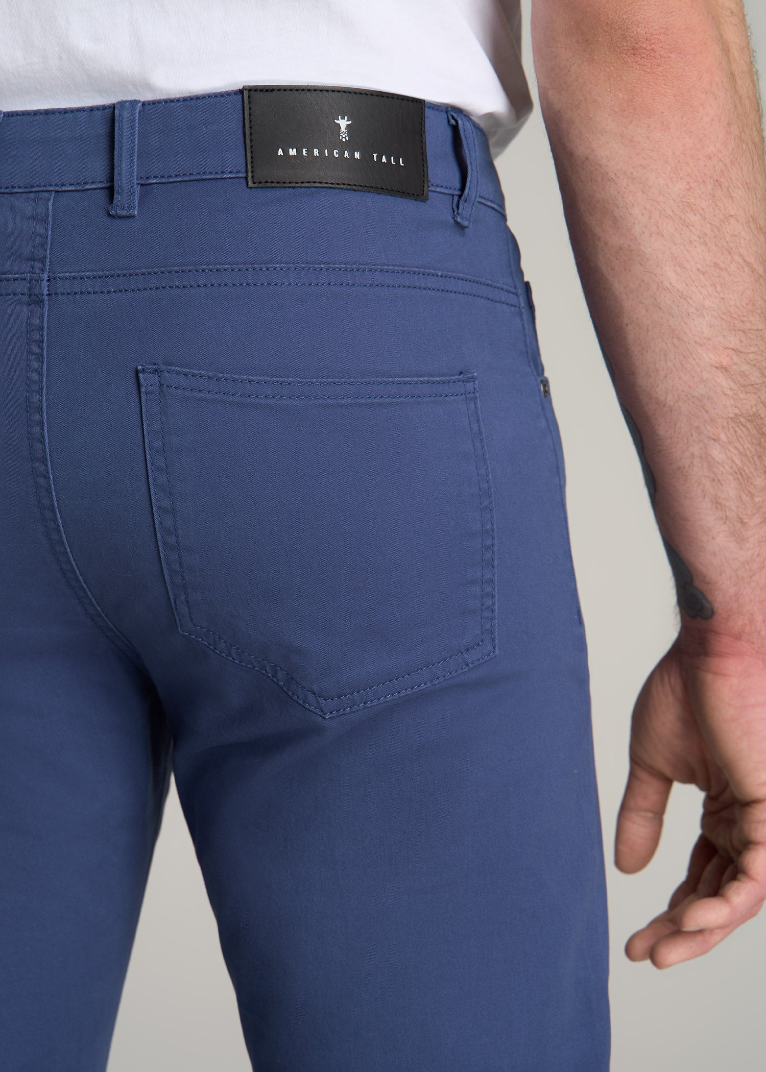 Dylan Slim Fit Five-Pocket Pants For Tall Men in Steel Blue