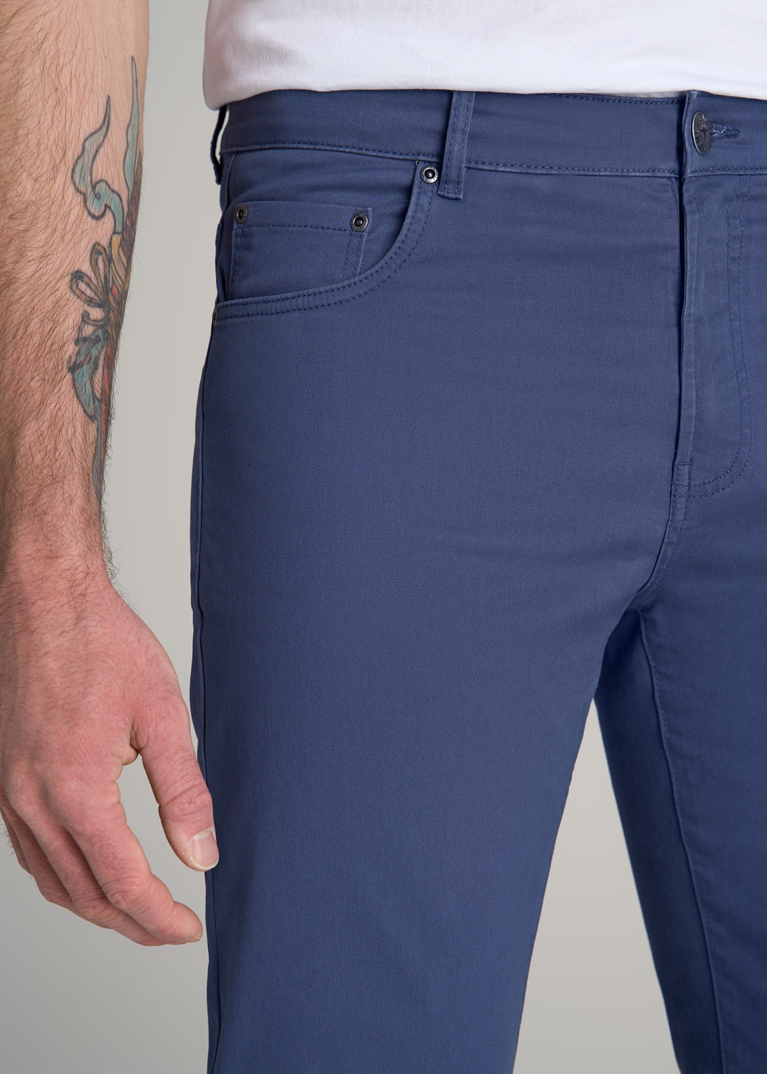 Dylan Slim Fit Five-Pocket Pants For Tall Men in Steel Blue