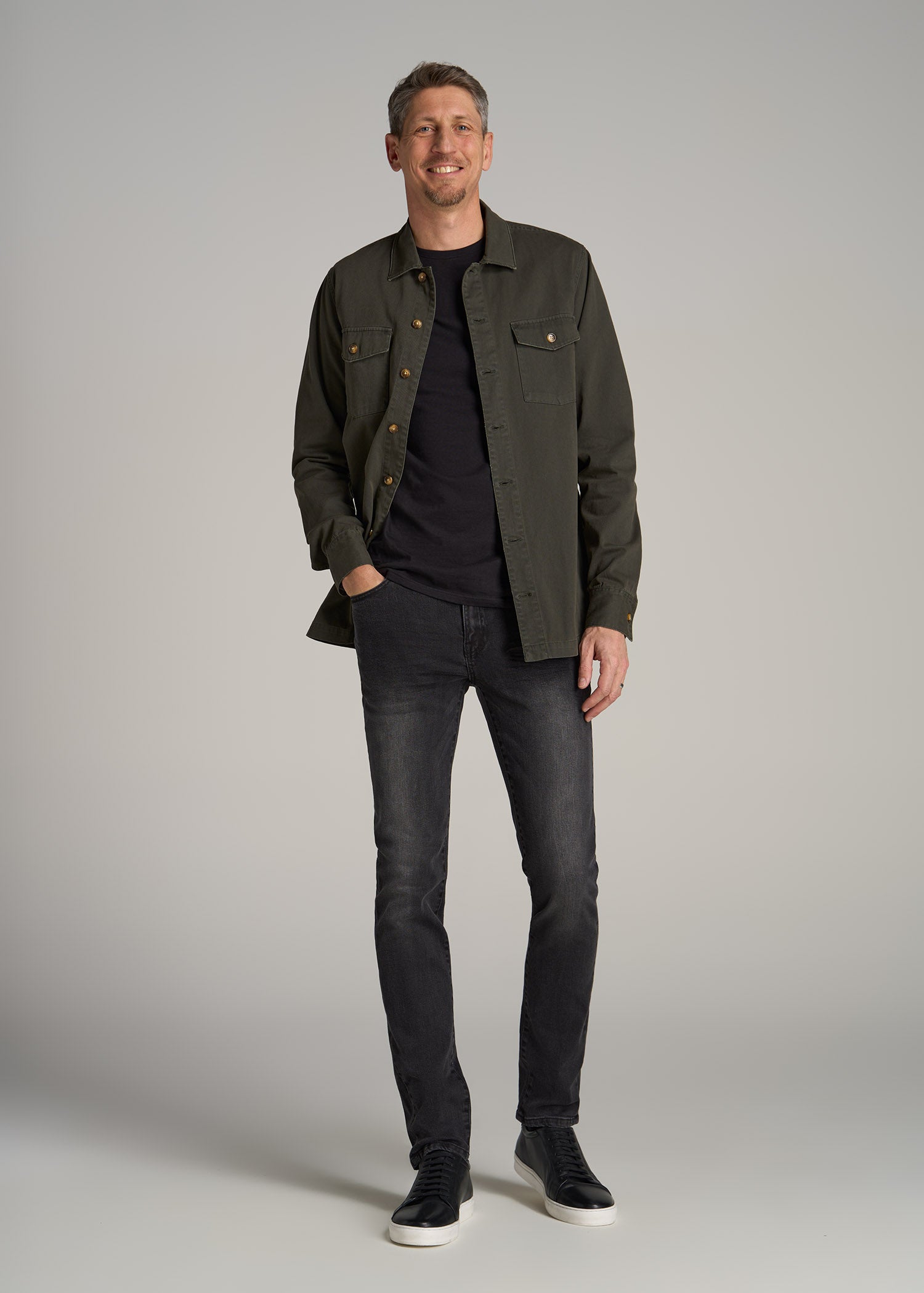 Dylan Slim Fit Jeans for Tall Men in Dark Smoke