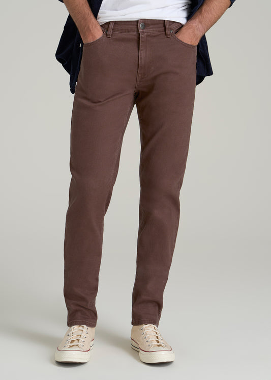 Dylan Slim Fit Colored Jeans for Tall Men in Dark Toffee