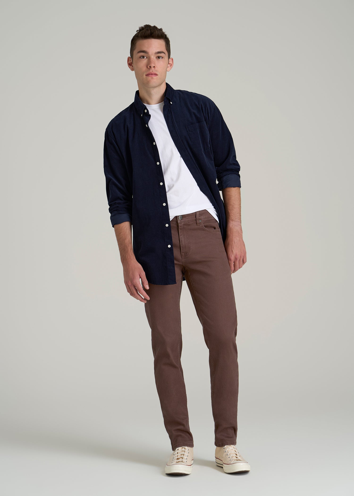 Dylan Slim Fit Colored Jeans for Tall Men in Dark Toffee