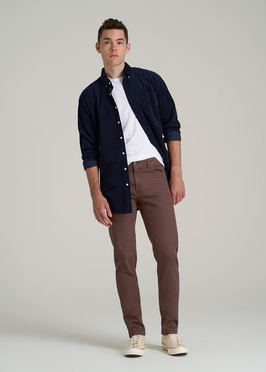 Dylan Slim Fit Colored Jeans for Tall Men in Dark Toffee