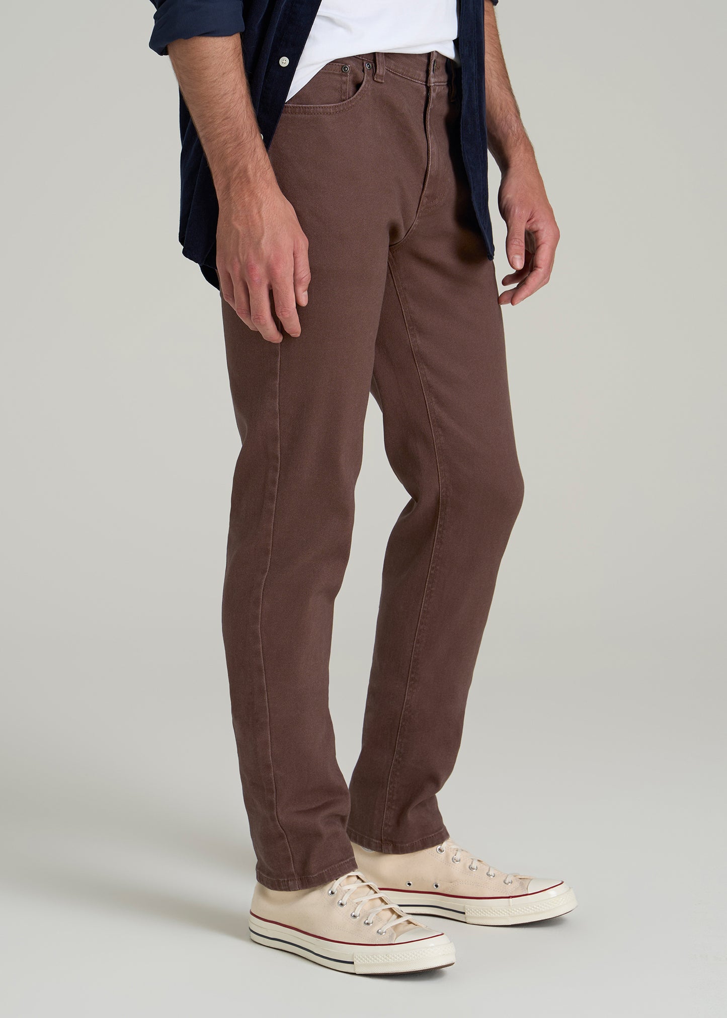 Dylan Slim Fit Colored Jeans for Tall Men in Dark Toffee