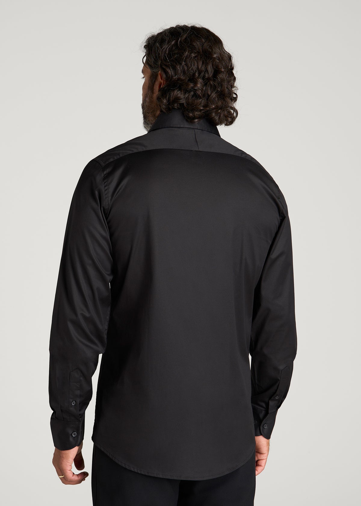 Easy Care Stretch Cotton Dress Shirt for Tall Men in Black