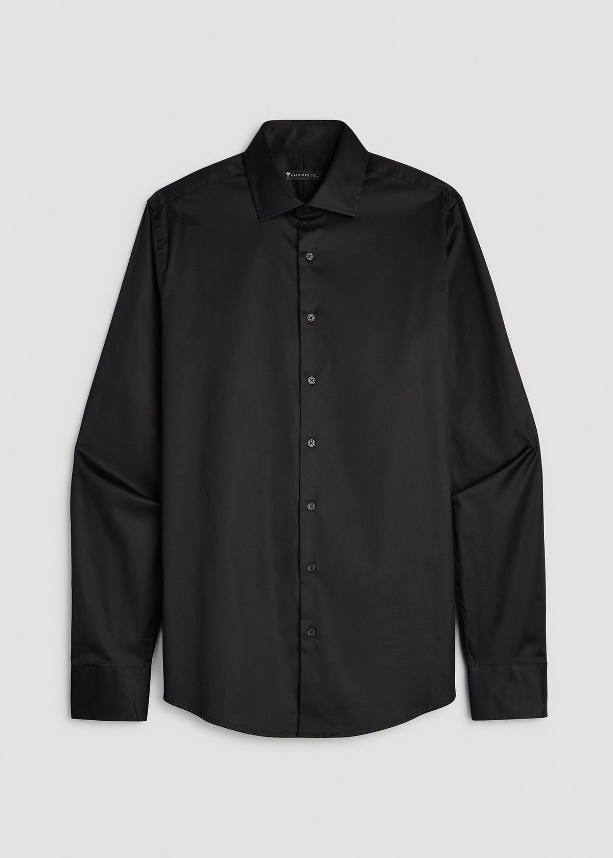 Easy Care Stretch Cotton Dress Shirt for Tall Men in Black