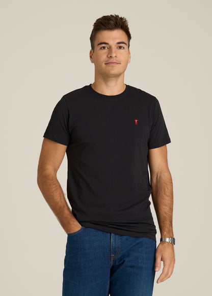 MODERN-FIT Embroidered Logo Crewneck T-Shirt for Tall Men in Black