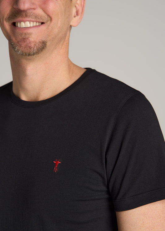 MODERN-FIT Embroidered Logo Crewneck T-Shirt for Tall Men in Black