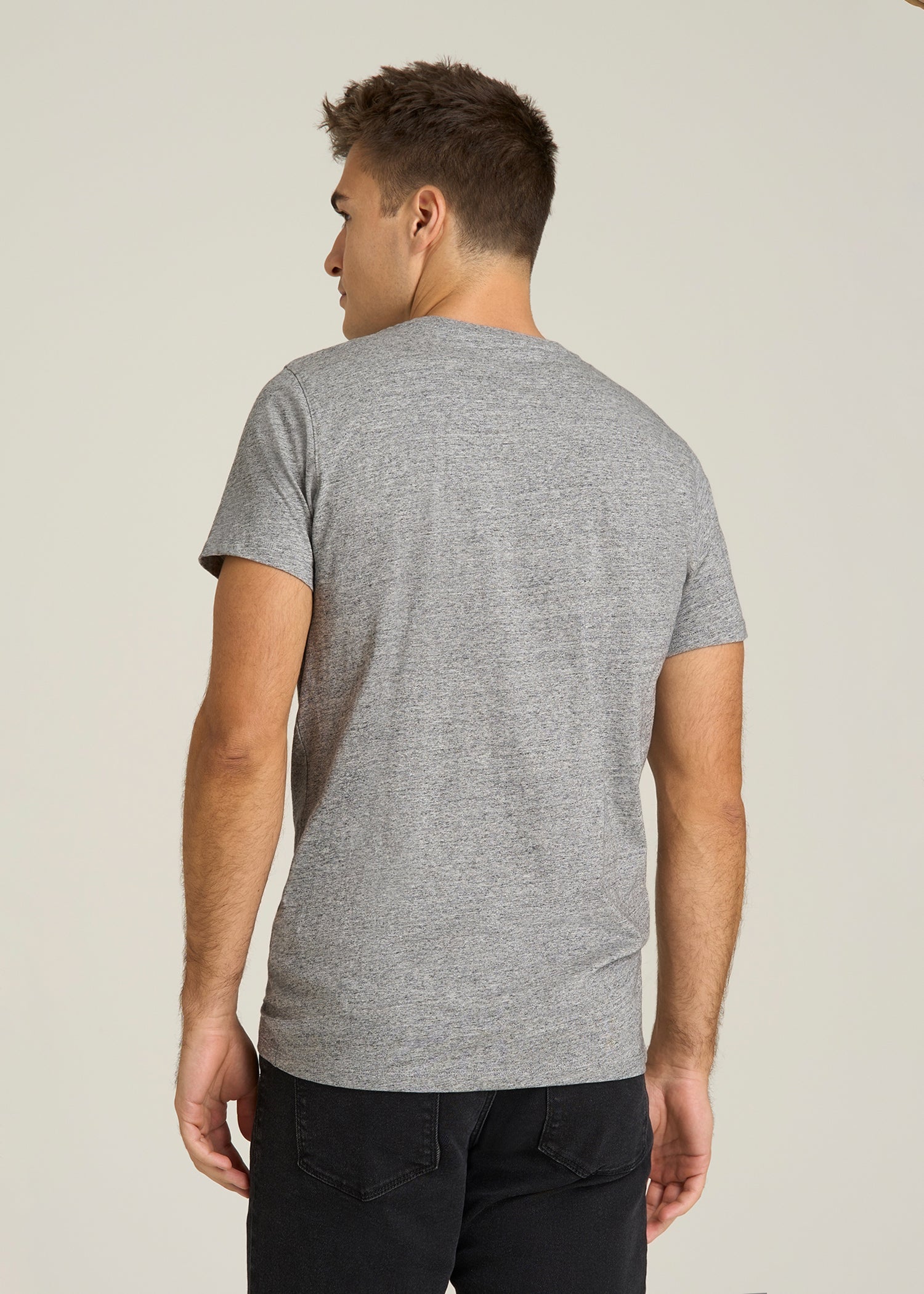 MODERN-FIT Embroidered Logo Crewneck T-Shirt for Tall Men in Heather Grey