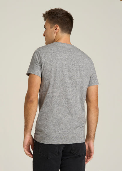MODERN-FIT Embroidered Logo Crewneck T-Shirt for Tall Men in Heather Grey