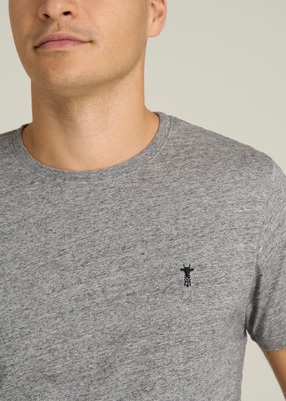 MODERN-FIT Embroidered Logo Crewneck T-Shirt for Tall Men in Heather Grey