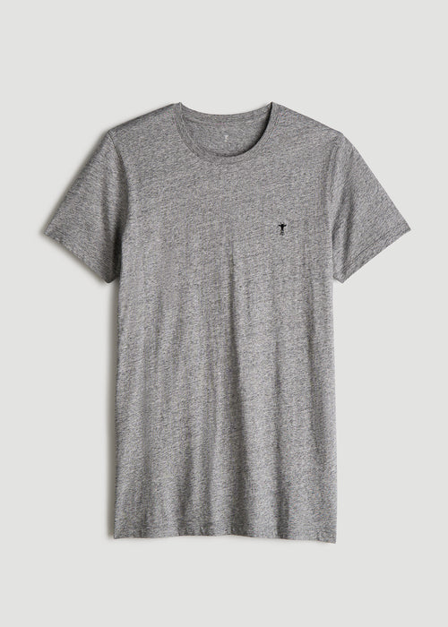 MODERN-FIT Embroidered Logo Crewneck T-Shirt for Tall Men in Heather Grey
