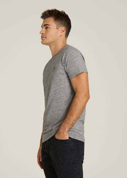 MODERN-FIT Embroidered Logo Crewneck T-Shirt for Tall Men in Heather Grey