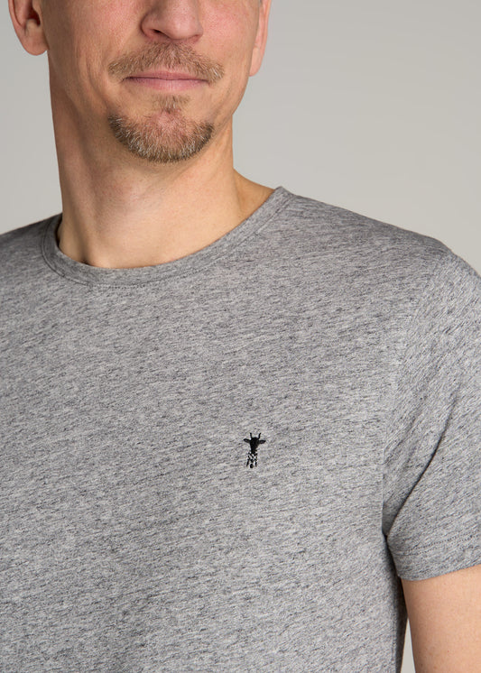 MODERN-FIT Embroidered Logo Crewneck T-Shirt for Tall Men in Heather Grey
