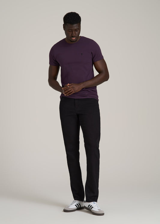 MODERN-FIT Embroidered Logo Crewneck T-Shirt for Tall Men in Midnight Plum