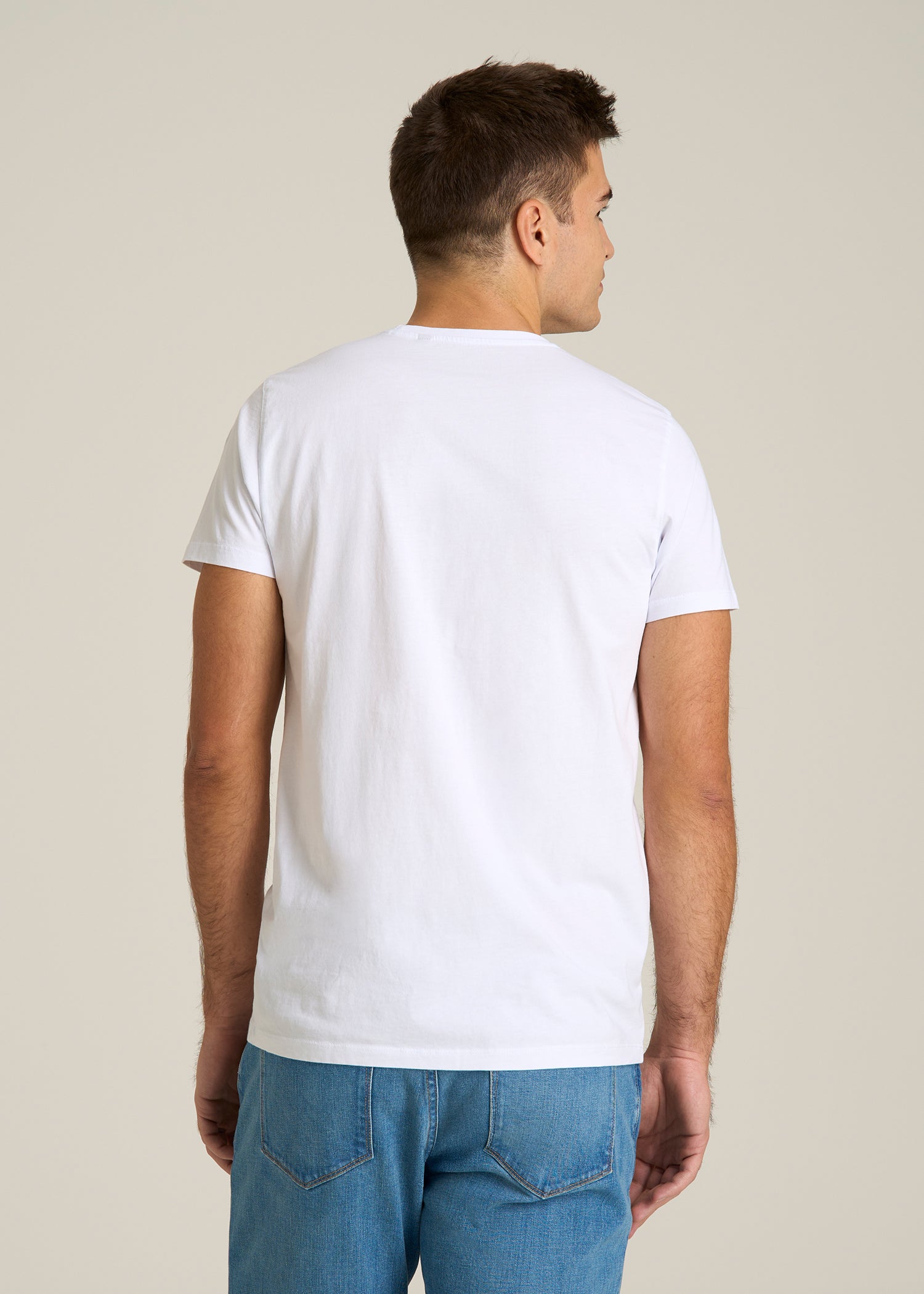 MODERN-FIT Embroidered Logo Crewneck T-Shirt for Tall Men in White