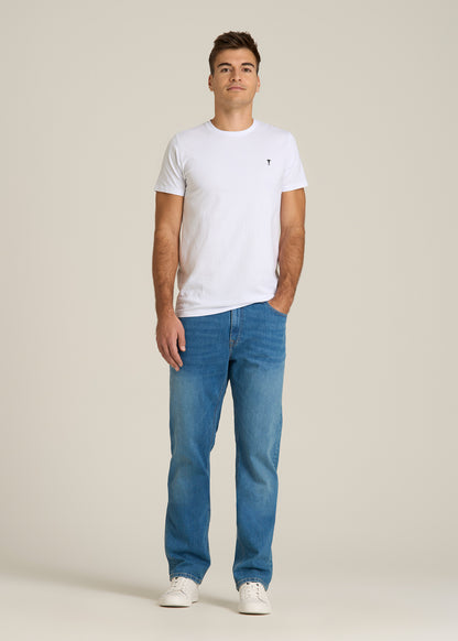 MODERN-FIT Embroidered Logo Crewneck T-Shirt for Tall Men in White